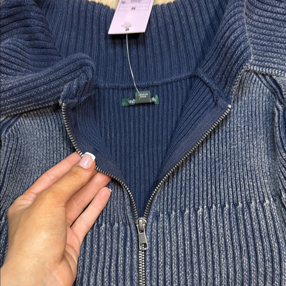 Wild Fable Blue Off-the-Shoulder Sweater with Ribbed Knit - Picture 4 of 6